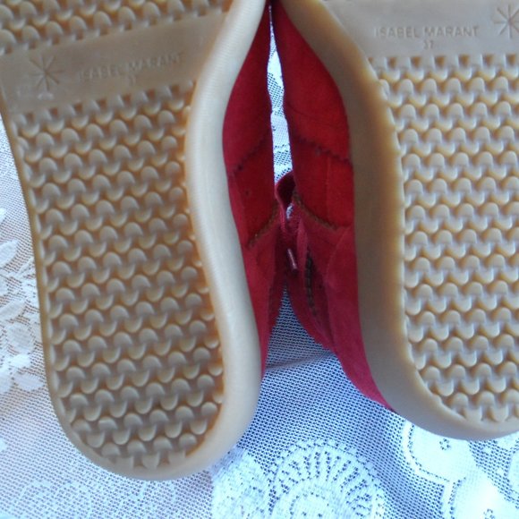 New Isabel Marant Raspberry Bobby Suede Leather Sneakers SIze 37 - Picture 15 of 15